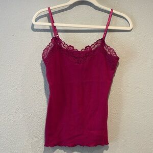 Banana Republic burgundy lace trim cami with adjustable straps, XS